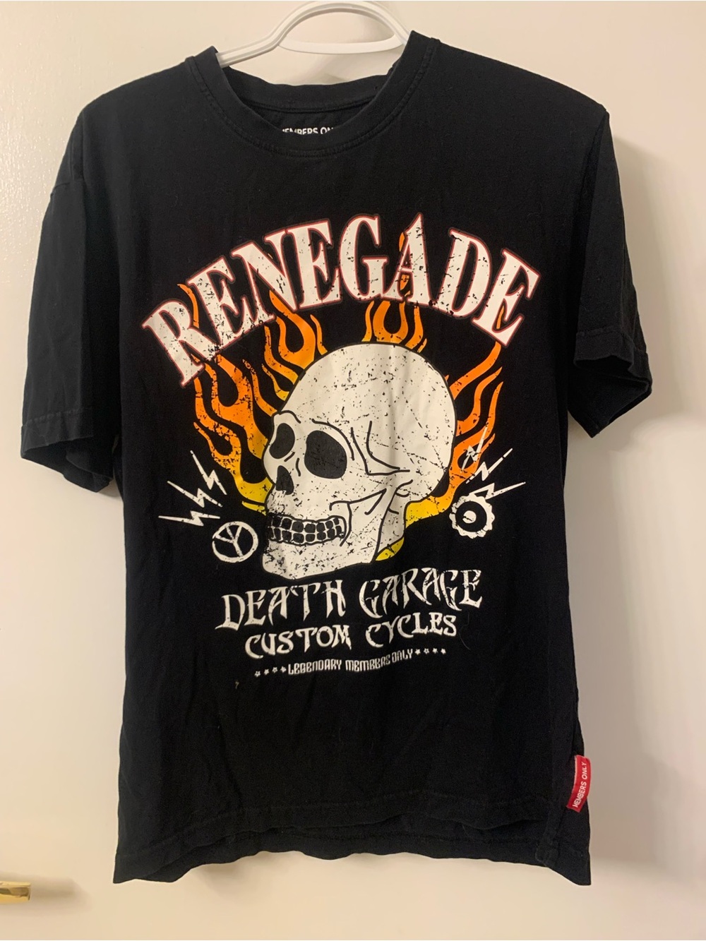 Members Only Renegade Skull Tee - Black with Orange & White